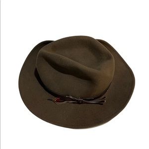 Dorfman pacific stockton California wool felt leather band mens hat DK BROWN M